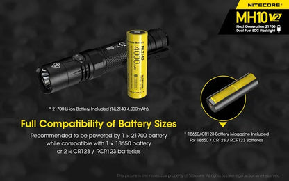 Lampe Torche Nitecore MH10V2 – 1200 Lumens - Rechargeable  NYCTALOPE  