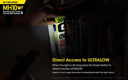 Lampe Torche Nitecore MH10V2 – 1200 Lumens - Rechargeable  NYCTALOPE  