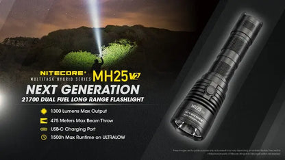 Lampe Torche Nitecore MH25 V2 – 1300 Lumens - Rechargeable  NYCTALOPE  
