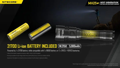 Lampe Torche Nitecore MH25 V2 – 1300 Lumens - Rechargeable  NYCTALOPE  