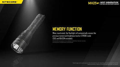 Lampe Torche Nitecore MH25 V2 – 1300 Lumens - Rechargeable  NYCTALOPE  