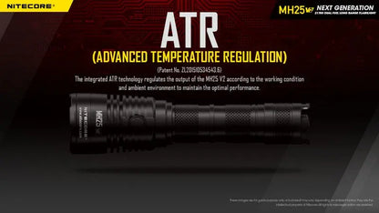 Lampe Torche Nitecore MH25 V2 – 1300 Lumens - Rechargeable  NYCTALOPE  