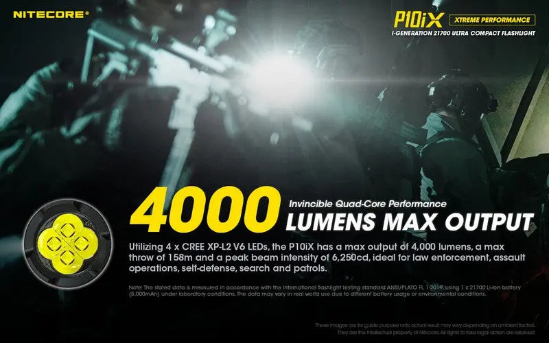 Lampe Torche Nitecore P10iX – 4000 Lumens - Rechargeable USB-C  NYCTALOPE  