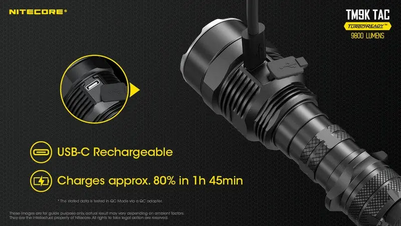 Lampe Torche Nitecore TM9K TAC – 9800 Lumens – Tactique et Rechargeable  NYCTALOPE  