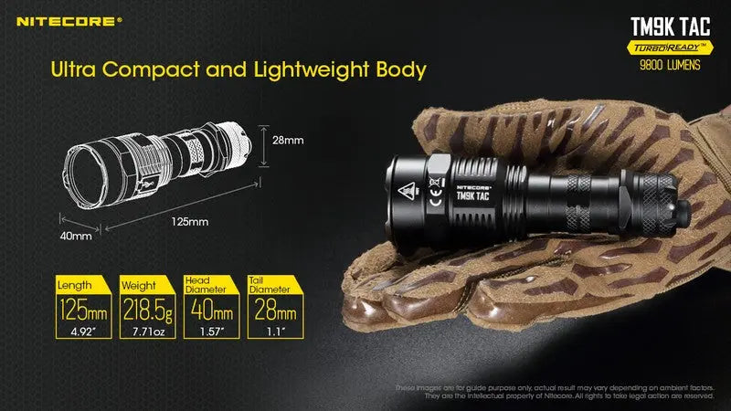 Lampe Torche Nitecore TM9K TAC – 9800 Lumens – Tactique et Rechargeable  NYCTALOPE  