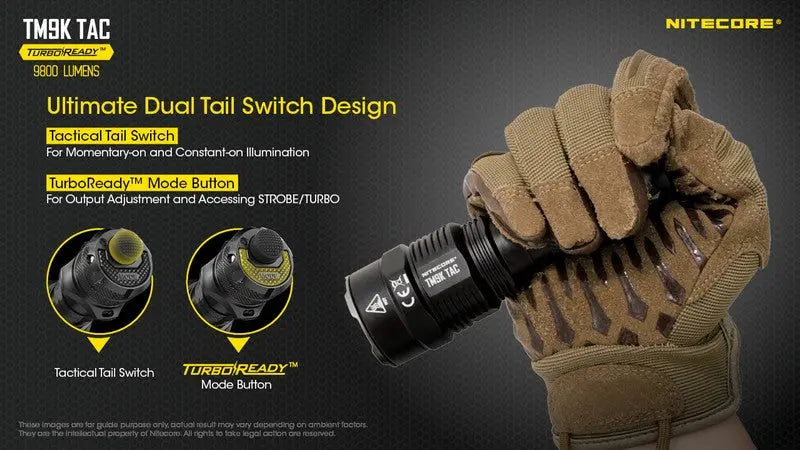 Lampe Torche Nitecore TM9K TAC – 9800 Lumens – Tactique et Rechargeable  NYCTALOPE  