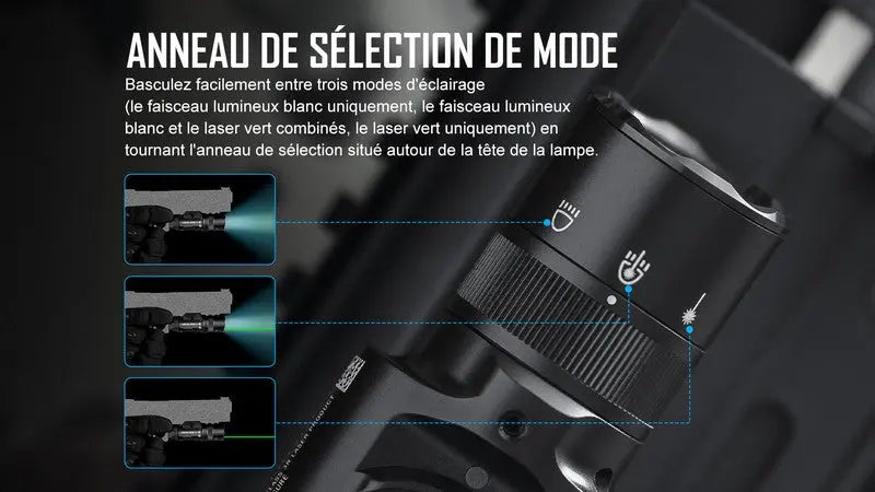 Lampe Torche Olight BALDR Pro R – 1350 Lumens – Laser Vert - NYCTALOPE