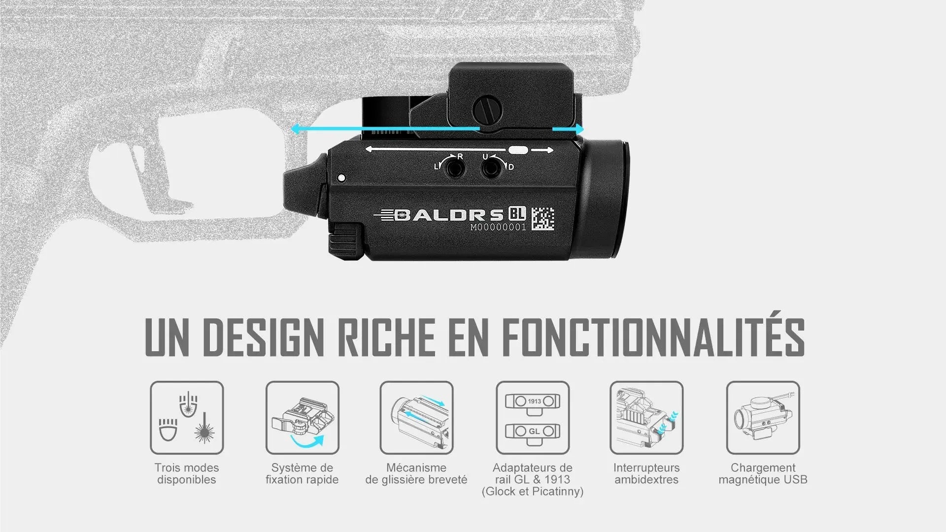 Lampe Torche Olight BALDR S BL – 800 Lumens – Laser Bleu  NYCTALOPE  