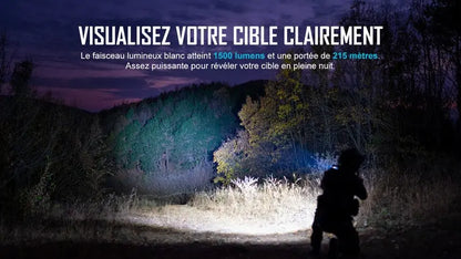 Lampe Torche Olight Odin GL M – 1500 Lumens – Fixation M-LOK et Switch – Laser Vert - NYCTALOPE