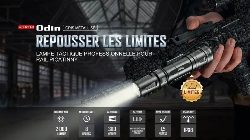 Lampe Torche Olight Odin – 2000 Lumens – Fixation Picatinny et Switch - NYCTALOPE