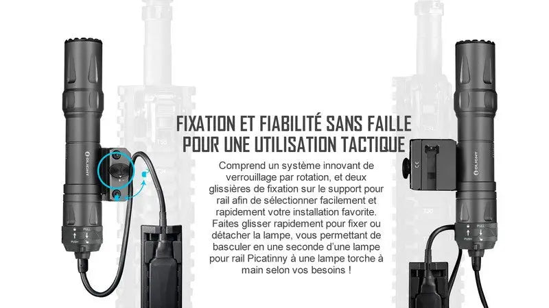 Lampe Torche Olight Odin – 2000 Lumens – Fixation Picatinny et Switch - NYCTALOPE