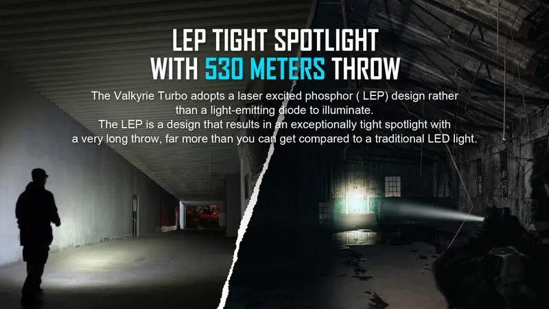 Lampe Torche Olight Valkyrie Turbo Noir – 250 Lumens – Laser LEP  NYCTALOPE  