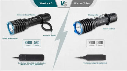 Lampe Torche Olight WARRIOR X 3 – 2500 Lumens  NYCTALOPE  