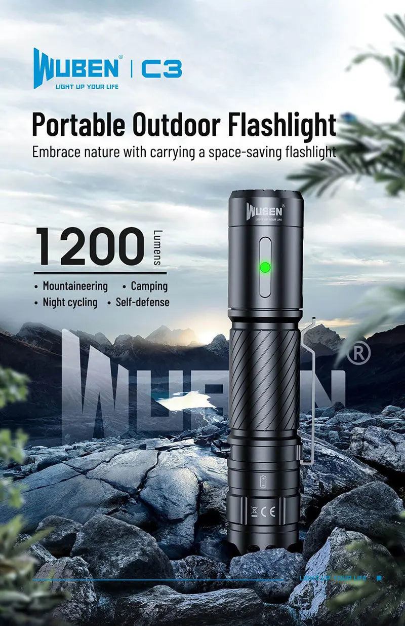 Lampe Torche Rechargeable Wuben C3 - 1200 Lumens - NYCTALOPE
