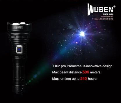 Lampe Torche Rechargeable Wuben T102Pro – 3500 Lumens - NYCTALOPE