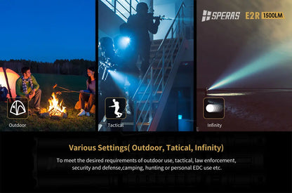 Lampe Torche Speras E2R – 1500 Lumens tactique et rechargeable - NYCTALOPE