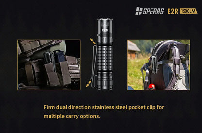 Lampe Torche Speras E2R – 1500 Lumens tactique et rechargeable - NYCTALOPE