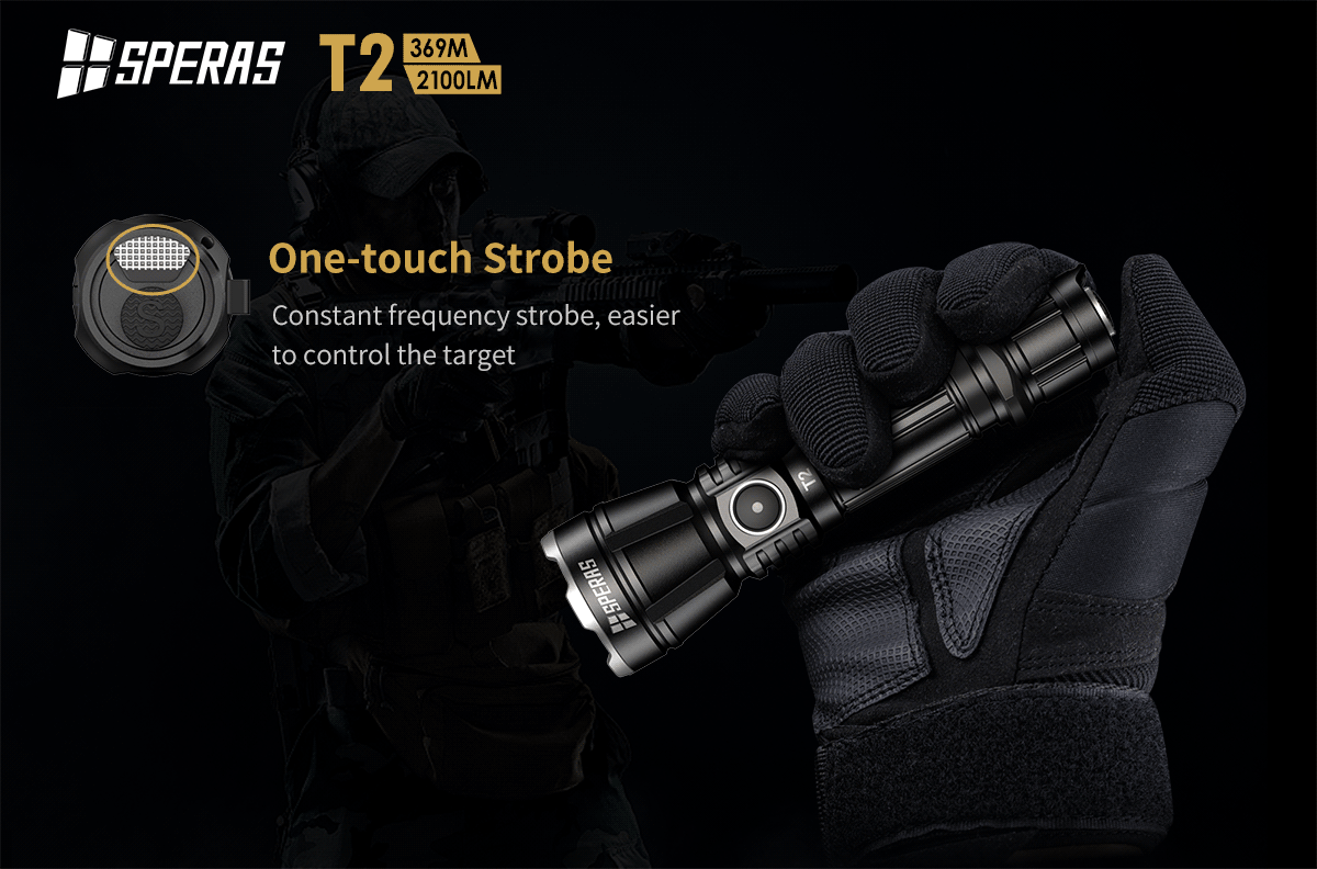 Lampe Torche Speras T2 – 2100 Lumens tactique et rechargeable - NYCTALOPE
