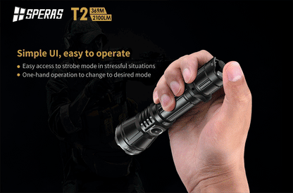 Lampe Torche Speras T2 – 2100 Lumens tactique et rechargeable - NYCTALOPE