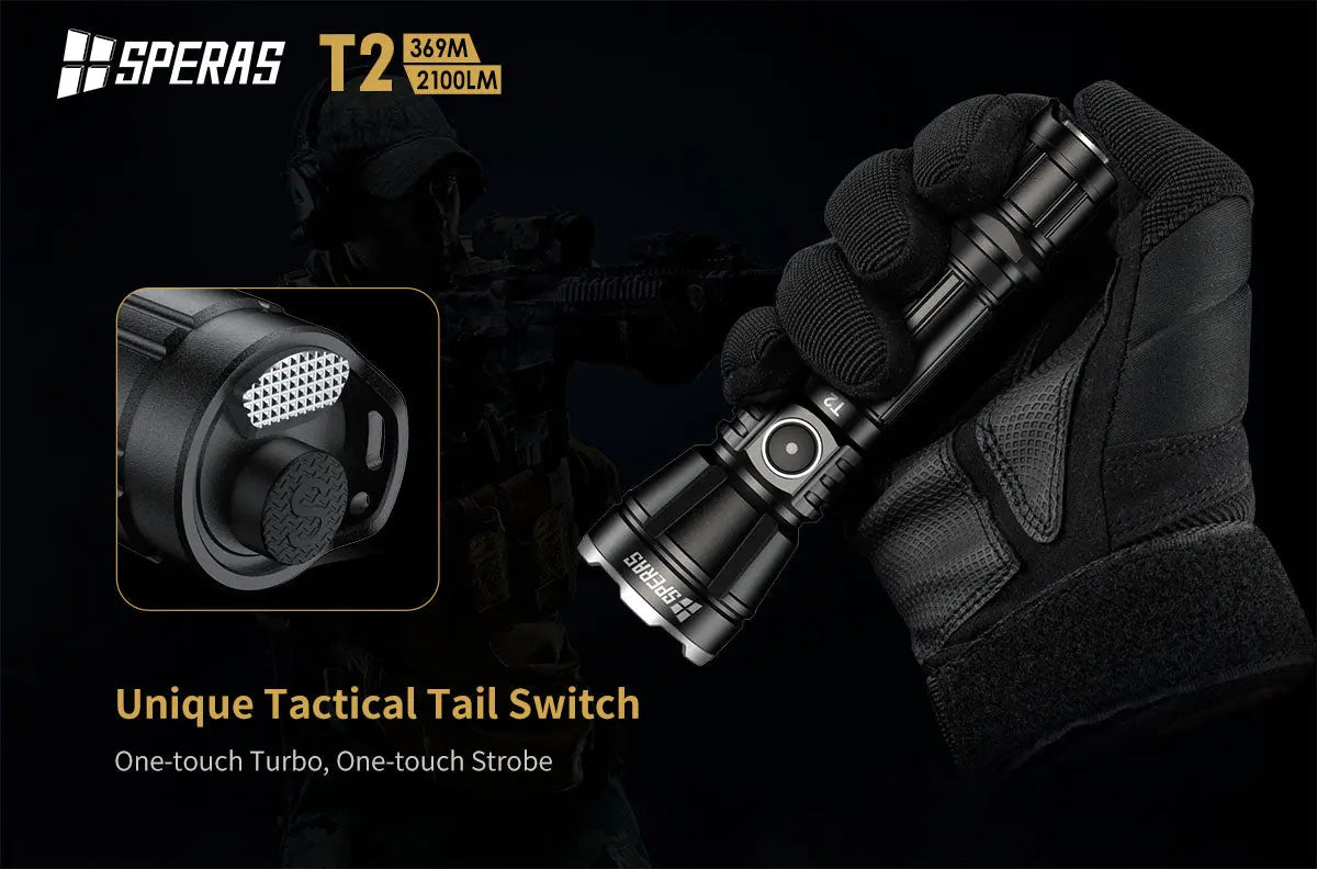 Lampe Torche Speras T2 – 2100 Lumens tactique et rechargeable - NYCTALOPE