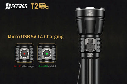 Lampe Torche Speras T2 – 2100 Lumens tactique et rechargeable - NYCTALOPE