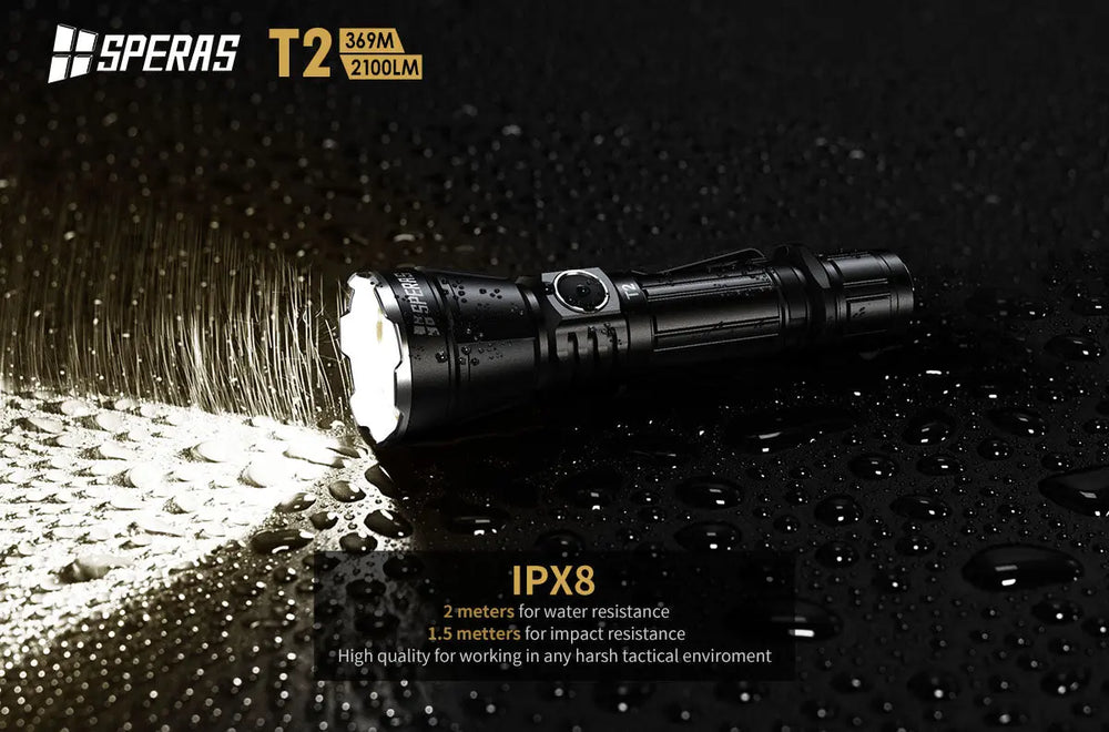 Lampe Torche Speras T2 – 2100 Lumens tactique et rechargeable - NYCTALOPE