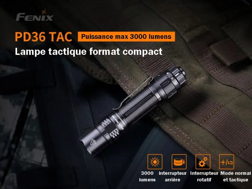 Lampe Torche Tactique Fenix PD36TAC – 3000 Lumens  NYCTALOPE  