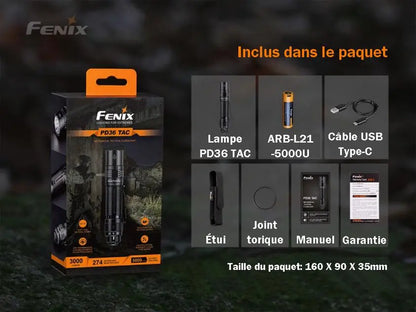 Lampe Torche Tactique Fenix PD36TAC – 3000 Lumens  NYCTALOPE  