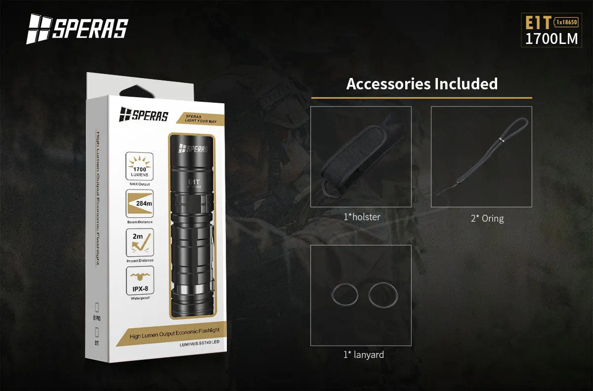 Lampe Torche Tactique Speras E1 T – 1700 Lumens - NYCTALOPE