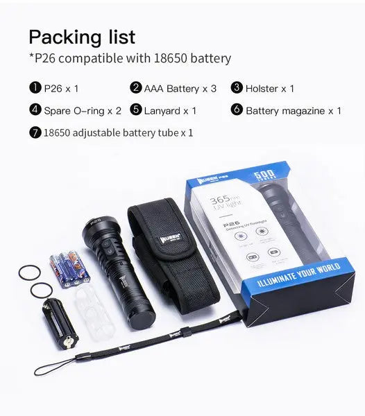 Lampe Torche UV Wuben P26 – 500 Lumens - NYCTALOPE