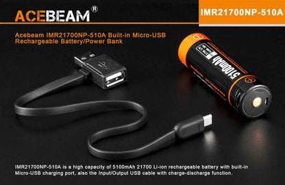 Lampe Torche de Plongée Acebeam D20 – 2700 Lumens - NYCTALOPE