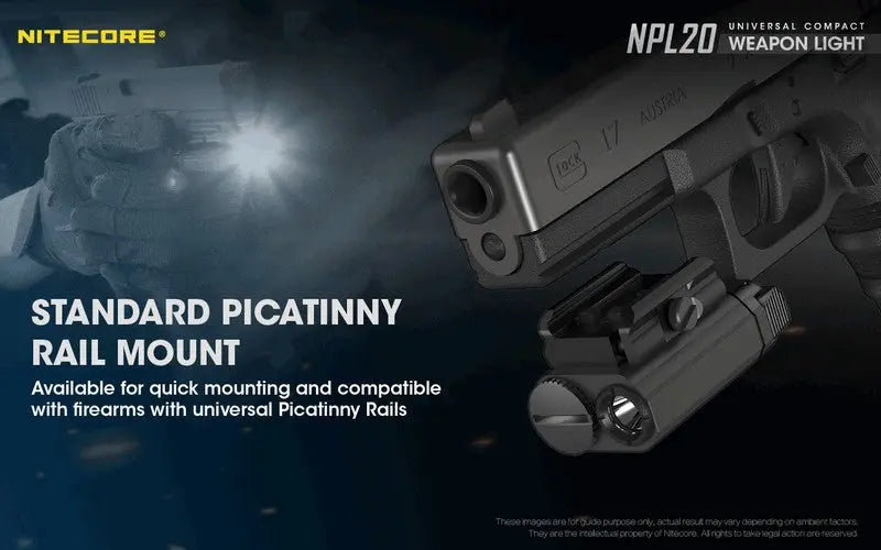 Lampe Torche pour arme Nitecore NPL20 – 460 Lumens  NYCTALOPE  