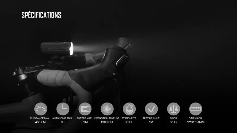 Lampe Vélo Olight RN 400 – 400 Lumens  NYCTALOPE  