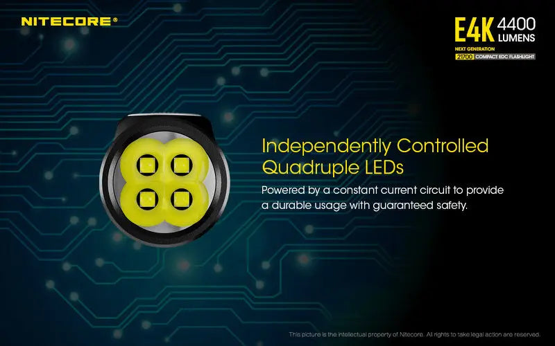 Lampe de poche Nitecore E4K - 4400 Lumens  NYCTALOPE  