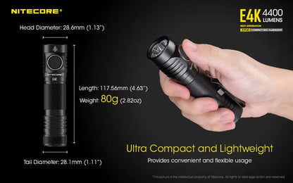 Lampe de poche Nitecore E4K - 4400 Lumens  NYCTALOPE  