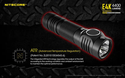 Lampe de poche Nitecore E4K - 4400 Lumens  NYCTALOPE  