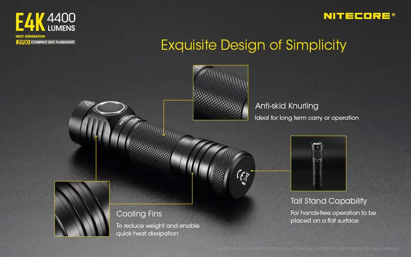 Lampe de poche Nitecore E4K - 4400 Lumens  NYCTALOPE  