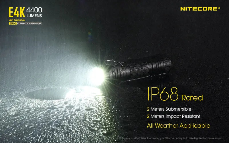 Lampe de poche Nitecore E4K - 4400 Lumens  NYCTALOPE  