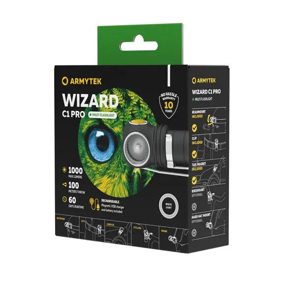 Lampe frontale Armytek Wizard C1 PRO Magnet USB 1000/930 Lumens  NYCTALOPE  