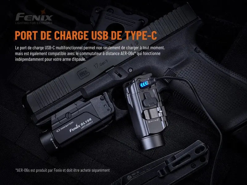 Lampe pour arme Fenix GL19R – 1200 Lumens  NYCTALOPE  