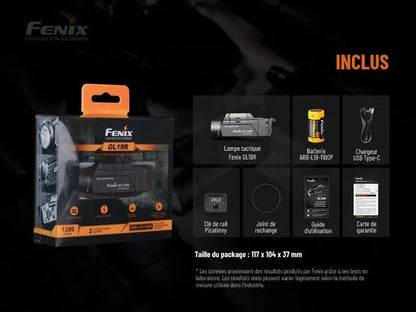 Lampe pour arme Fenix GL19R – 1200 Lumens  NYCTALOPE  