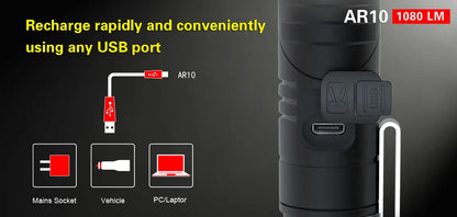 Lampe torche Klarus AR10 – 1080 Lumens - NYCTALOPE