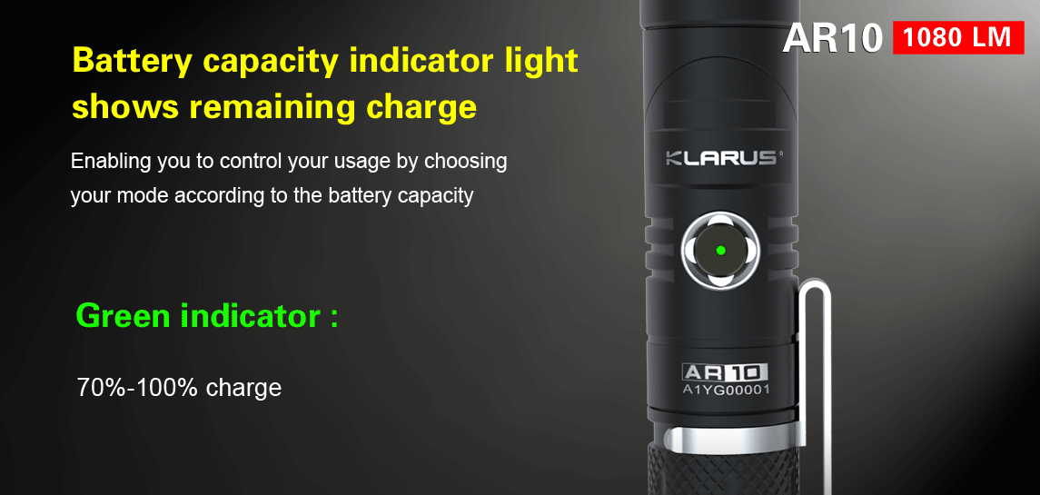 Lampe torche Klarus AR10 – 1080 Lumens - NYCTALOPE