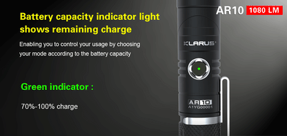 Lampe torche Klarus AR10 – 1080 Lumens - NYCTALOPE