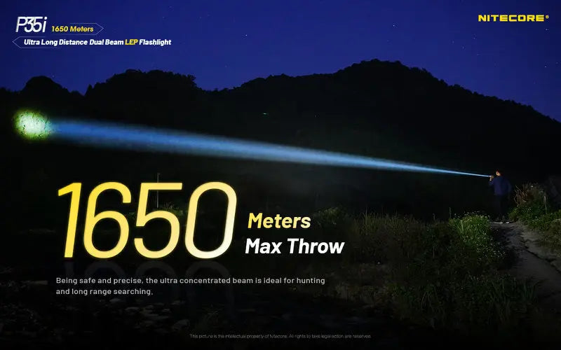 Lampe torche tactique laser Nitecore P35i LEP – 3000 Lumens  NYCTALOPE  