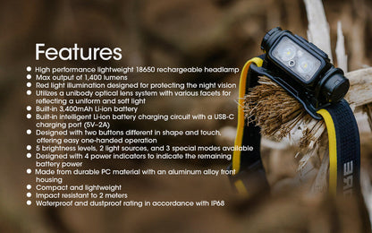 Lampe Frontale Nitecore NU43 – 1400 Lumens  NYCTALOPE  