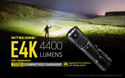 Lampe de poche Nitecore E4K - 4400 Lumens  NYCTALOPE  