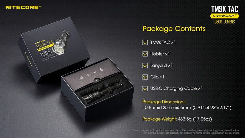 Lampe Torche Nitecore TM9K TAC – 9800 Lumens – Tactique et Rechargeable  NYCTALOPE  