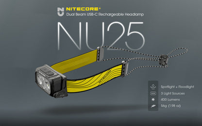 Lampe Frontale Nitecore NU25 – 400 Lumens  NYCTALOPE  