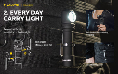 Lampe Frontale Armytek Wizard C2 WG – 1020 Lumens Warm / 400 Lumens Vert  NYCTALOPE  